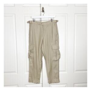 Banana Republic Tan 100% Linen Cargo Pants Resortwear Travel Sz 8